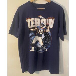 Tim Tebow T-shirt Denver Broncos size XL Reebok Navy Blue With Graphic #15 NFL
